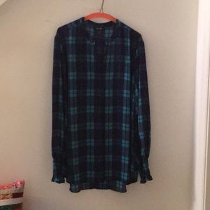 Women’s plaid ling sleeve dress blouse Size XL